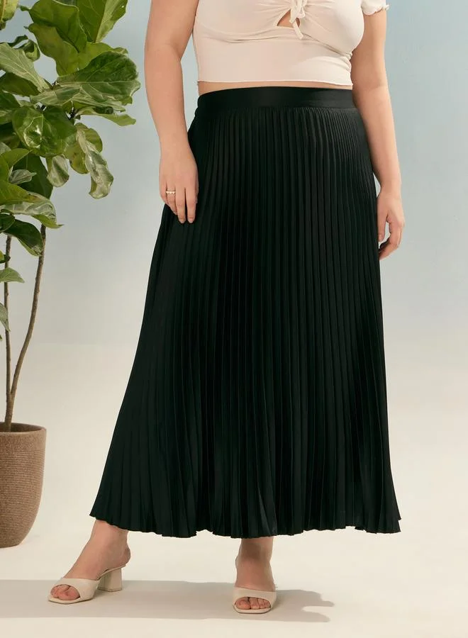 SASSAFRAS Sassafras Plus Black Accordion Pleated Skirt
