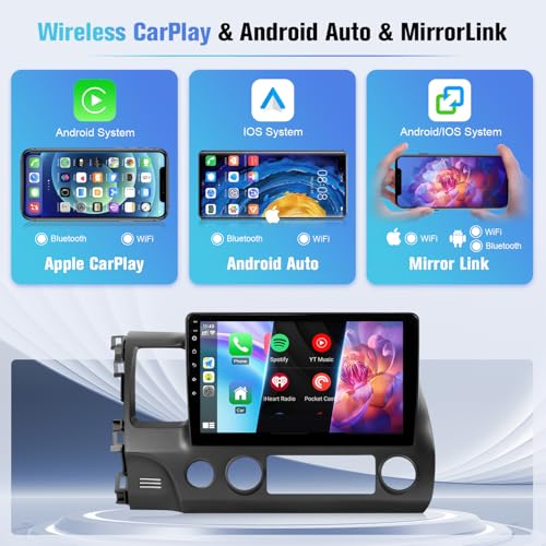 Naifay Android Car Sereo for Honda Civic 2006 2007 2008 2009 2010 2011 Radio, 10.1 inch Touch Screen for Honda Civic Car Radio with Carplay Android Auto Bluetooth WiFi GPS SWC Backup Camera - Image 3