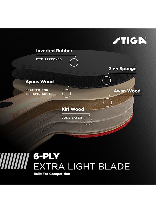 Stiga Evolution Performance Level Table Tennis Racket Made With Approved Rubber For Tournament Play - Image 3