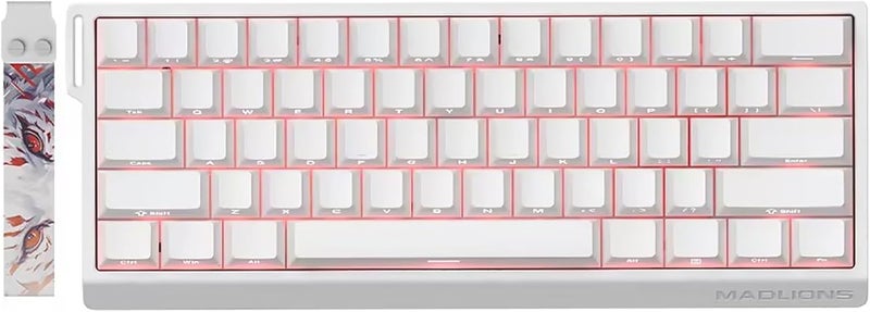 Hyekit MADLIONS MAD 60 HE RGB 60% لوحة مفاتيح ألعاب ميكانيكية سلكية بمفاتيح مغناطيسية مع تفعيل قابل للتعديل، وضع الزناد السريع، أغطية مفاتيح مطبوعة على الجانب، إضاءة RGB بـ 16 مليون لون، للكمبيوتر الشخصي/ماك، أبيض - Image 1