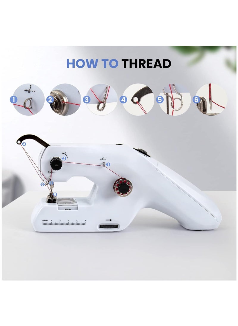 Arabest Handheld Sewing Machine, Portable Mini Sewing Machine, Machine Electric Stitch Tool, Electric Sewing Machine with Sewing Accessories, Suitable for Clothing, Curtains, Denim, Leather(White)  - Image 2