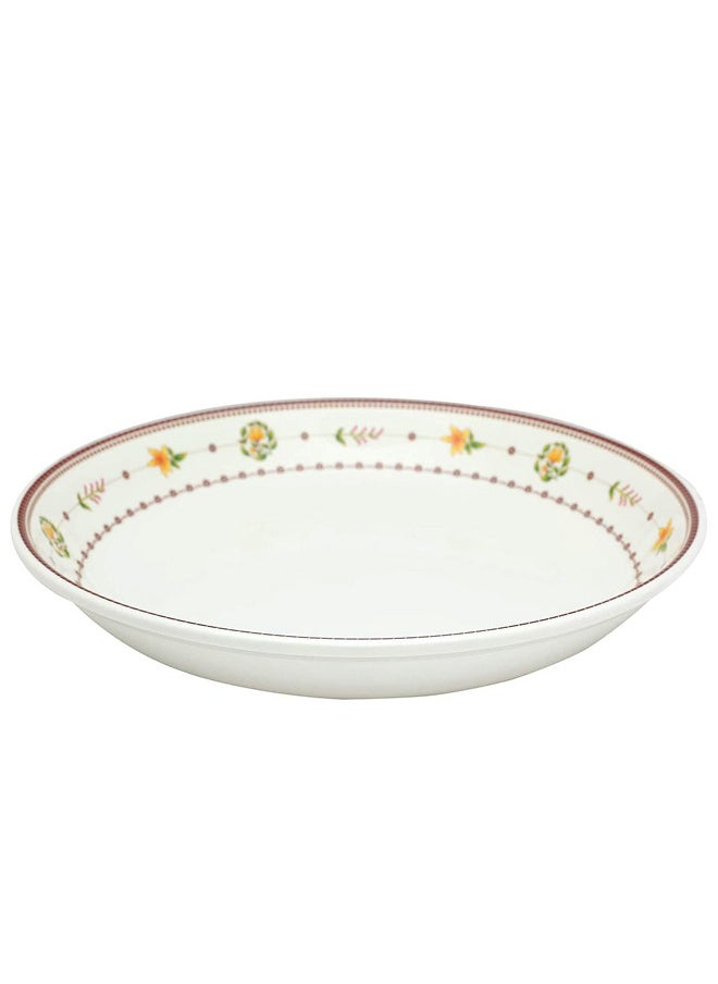 Narjis 6-Piece Melamine Deep Round Serving Plate Set 45CM White/Maroon  - Image 2
