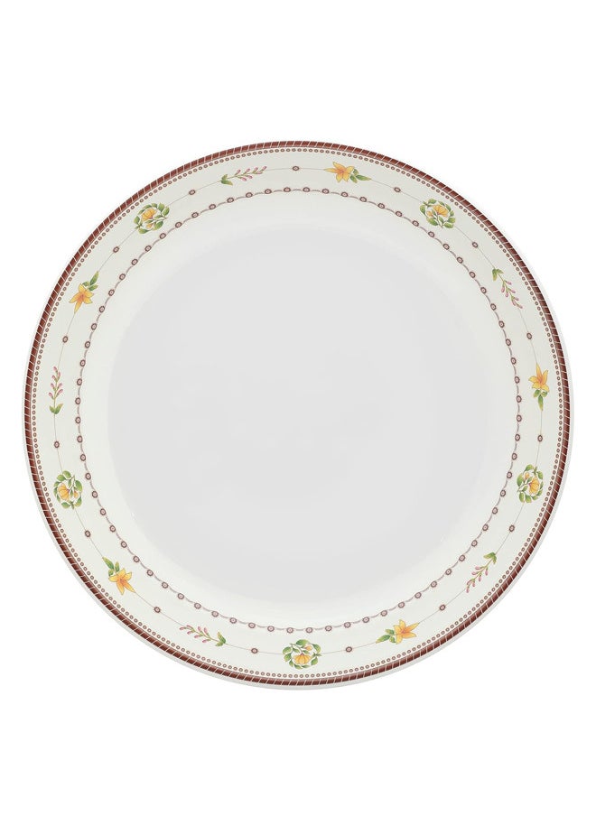 Narjis 6-Piece Melamine Deep Round Serving Plate Set 45CM White/Maroon  - Image 3