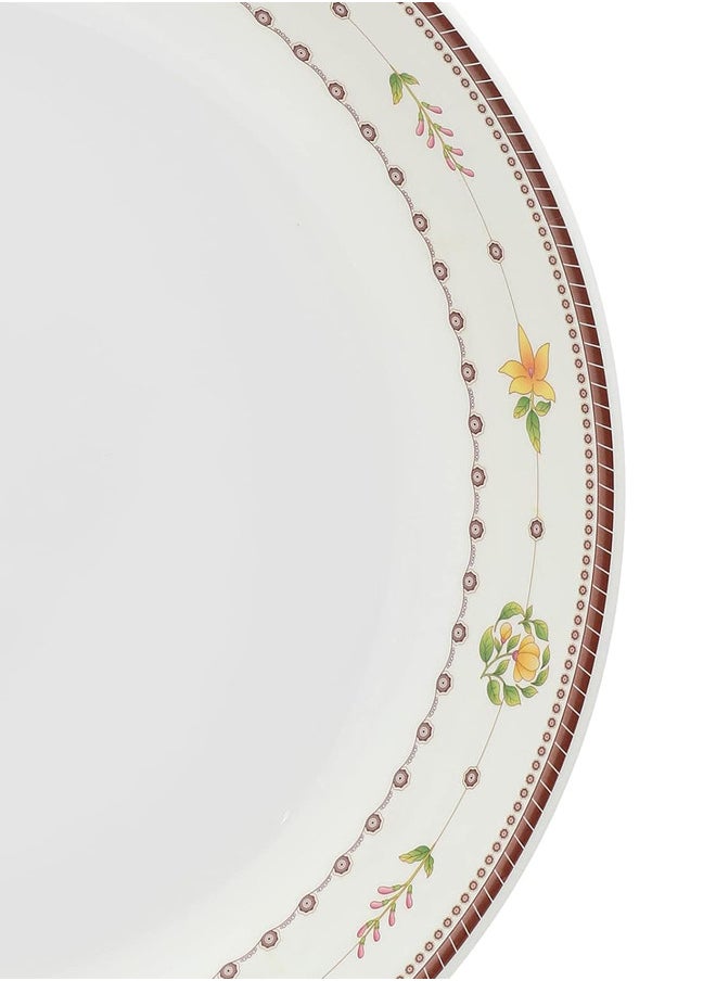 Narjis 6-Piece Melamine Deep Round Serving Plate Set 45CM White/Maroon  - Image 4