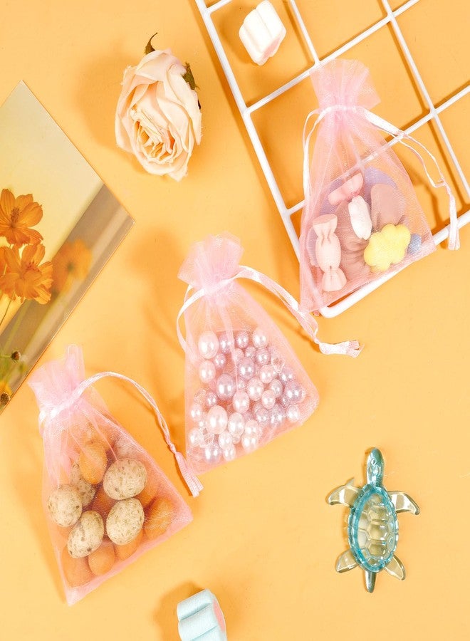 BOEIAC Organza Bags, Pink Organza Bags, 50Pcs, Sheer Organza Bags 3 x 4 inch, Jewelry Gift Bags, Party Favor Bags with Drawstring, Mesh Gift Pouches Mini Candy Bags for Wedding Baby Shower Party - Image 3