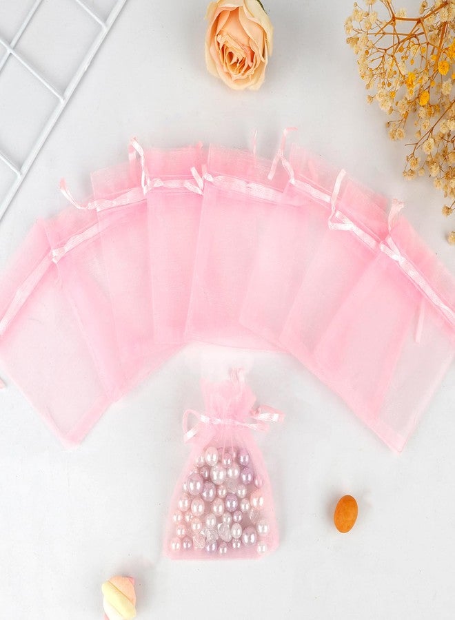 BOEIAC Organza Bags, Pink Organza Bags, 50Pcs, Sheer Organza Bags 3 x 4 inch, Jewelry Gift Bags, Party Favor Bags with Drawstring, Mesh Gift Pouches Mini Candy Bags for Wedding Baby Shower Party - Image 4