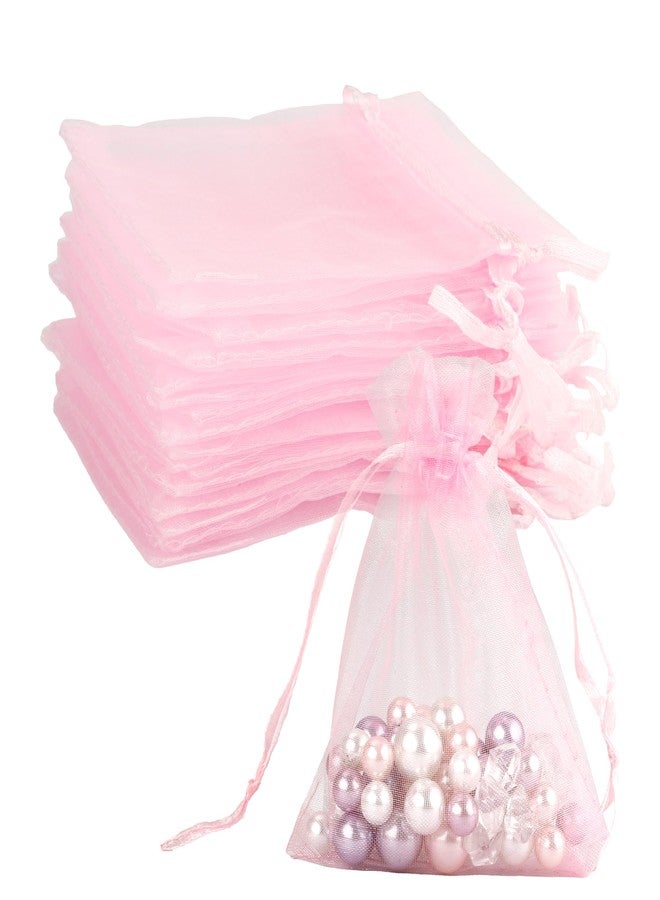 BOEIAC Organza Bags, Pink Organza Bags, 50Pcs, Sheer Organza Bags 3 x 4 inch, Jewelry Gift Bags, Party Favor Bags with Drawstring, Mesh Gift Pouches Mini Candy Bags for Wedding Baby Shower Party - Image 1