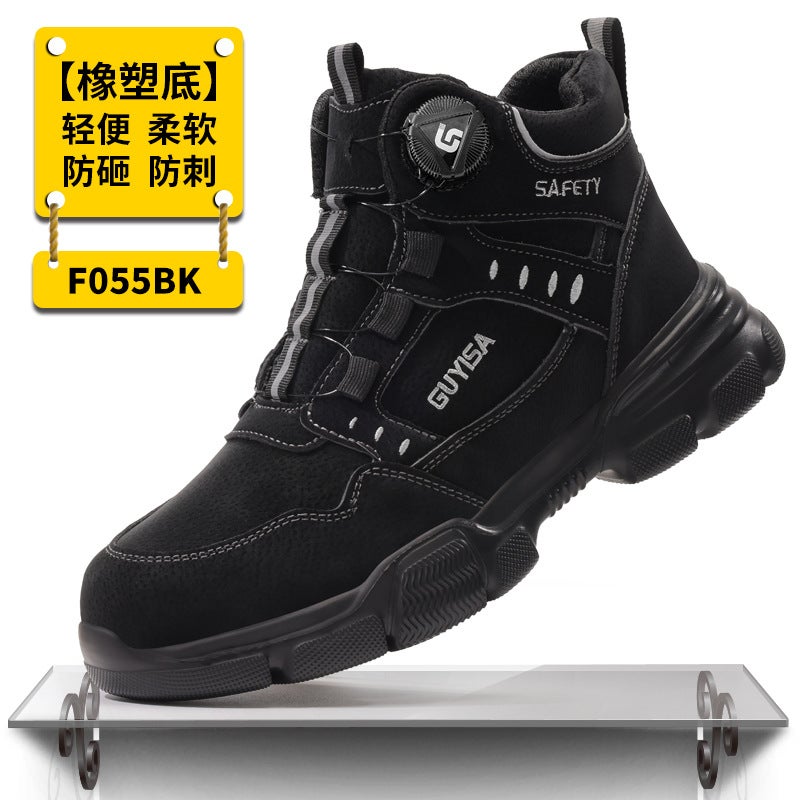 Winter Labor Protection Shoes For Men, Anti-Smash, Anti-Puncture, Steel Toe Safety Shoes, Fleece-Lined Men'S Protective Construction Site Work Shoes - Image 1