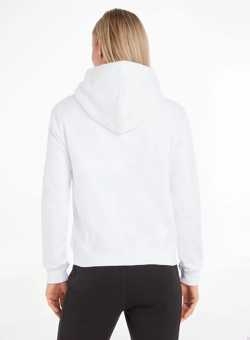 Calvin Klein Jeans Bright White Long Sleeved Hoodie for Women | Best Price UAE