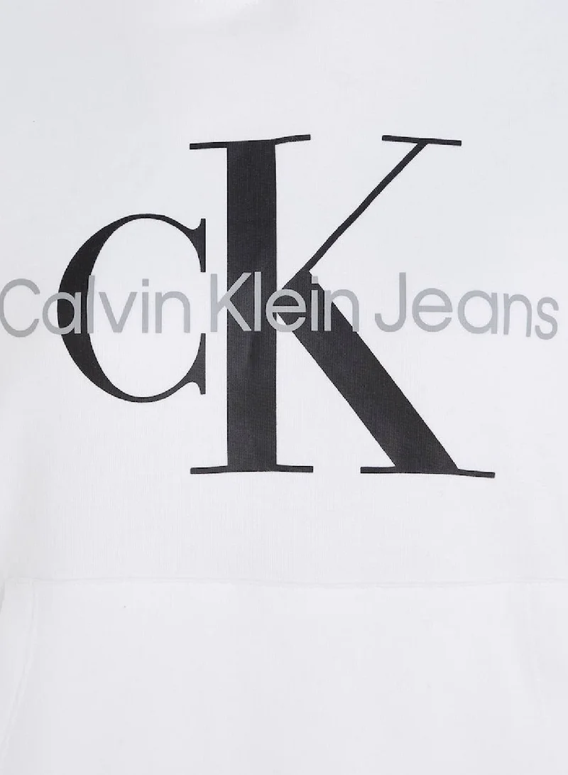 Calvin Klein Jeans Bright White Long Sleeved Hoodie for Women | Best Price UAE