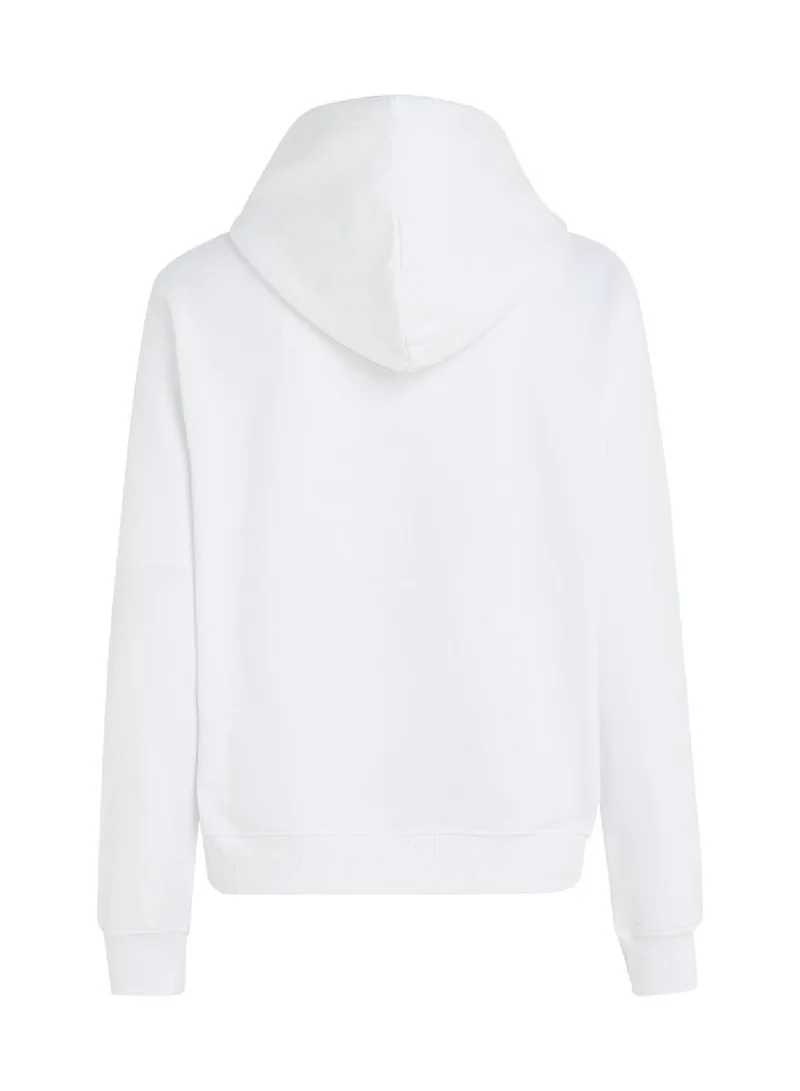 Calvin Klein Jeans Bright White Long Sleeved Hoodie for Women | Best Price UAE