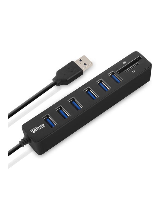 نيبمينينت - موزّع USB 2.0 مع قارئ بطاقات SD/TF أسود - Image 1