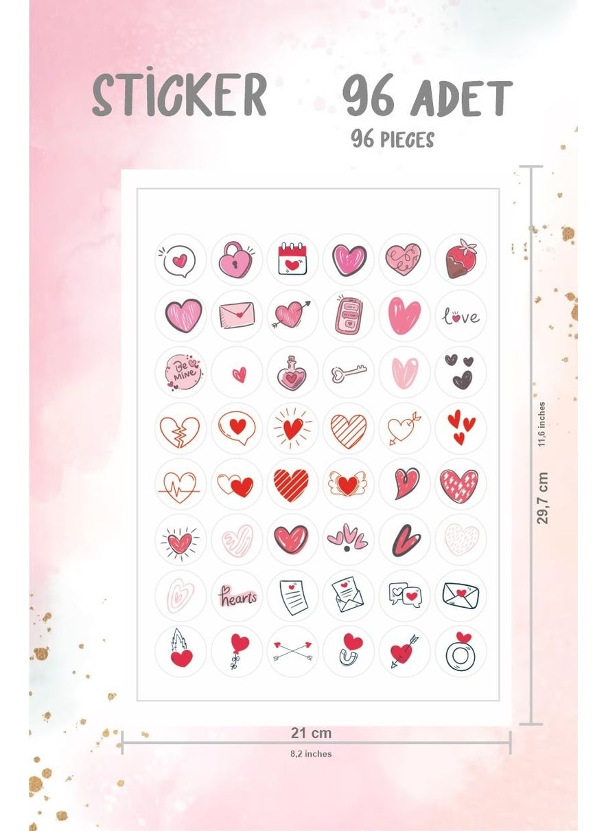 HSN Valentine's Day Heart Themed Sticker Set 96 Labels 2 Pages  - Image 3