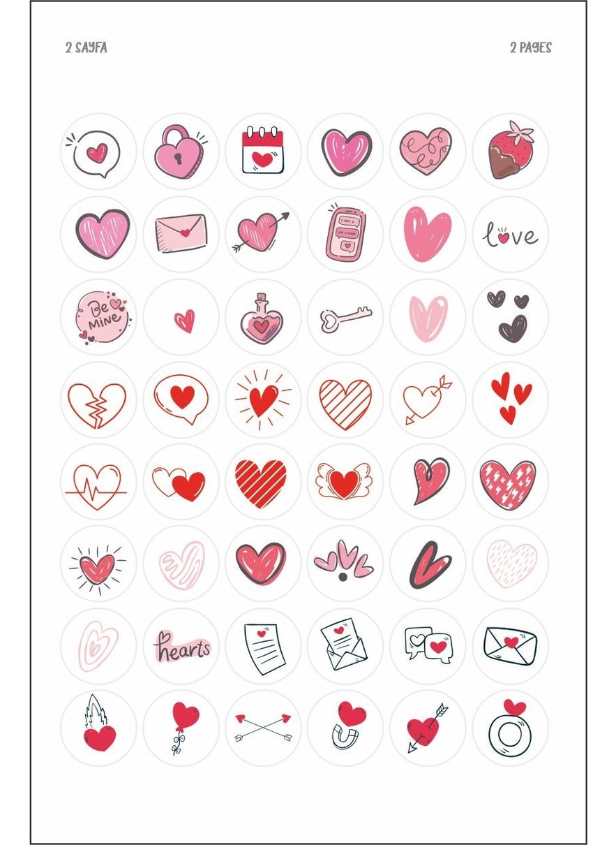 HSN Valentine's Day Heart Themed Sticker Set 96 Labels 2 Pages  - Image 4