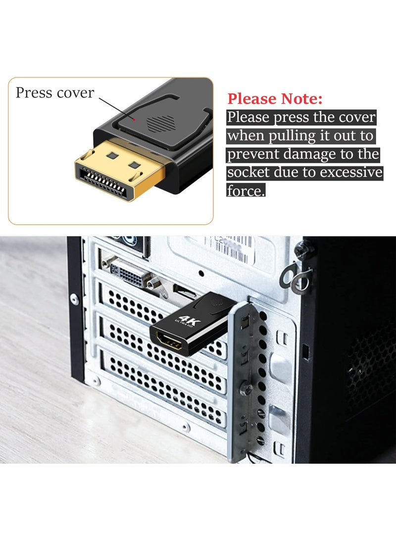 محول DisplayPort إلى HDMI بدقة 4K – قطعتين – توصيل مباشر من الكمبيوتر للشاشة أو التلفزيون – يدعم 60 هرتز - Image 2