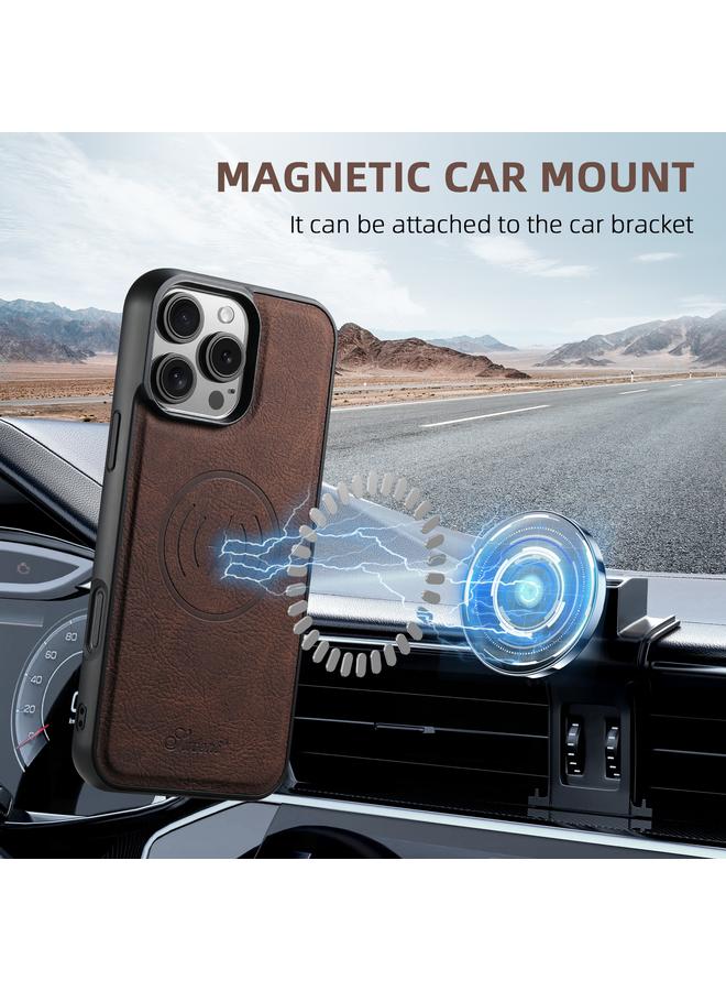 Suteni Case For Samsung Galaxy S24 5G H19 Litchi Texture 2-in-1 MagSafe Removable Card Case Back Phone Case - Image 5