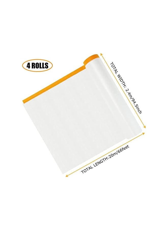 PROMASS - promass Plastic Dust Sheet for Decorating, 4 Rolls Waterproof Masking Film Rolls, Protective Masking Film, Transparent Pre-Taped Masking Film, Prevent Dust Paint for Car, Furniture, Floor(2.4M x 20M) - Image 1