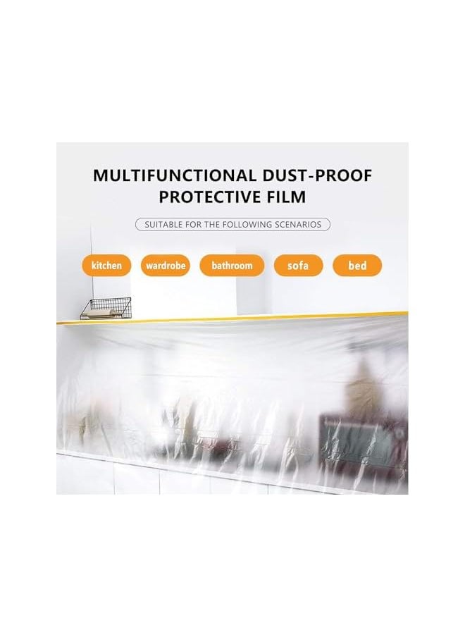 PROMASS - promass Plastic Dust Sheet for Decorating, 4 Rolls Waterproof Masking Film Rolls, Protective Masking Film, Transparent Pre-Taped Masking Film, Prevent Dust Paint for Car, Furniture, Floor(2.4M x 20M) - Image 1
