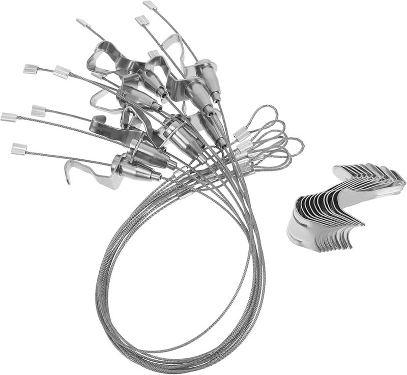 Artibetter 10 Pack Removable Picture Hanging Kit with Cable Hooks Easy Install for Frames - Image 2