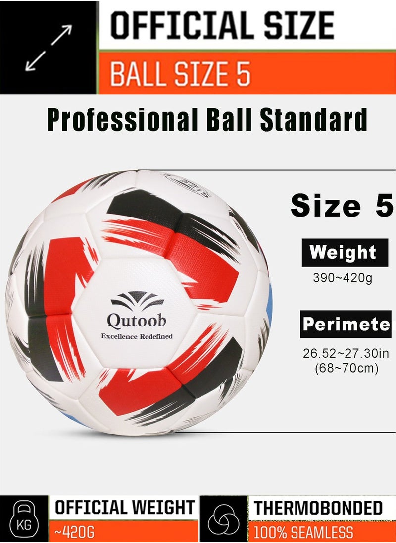 QUTOOB Football Size 5 - Soccer Ball for Indoor and Outdoor Use - Officially Sized and Weighted Match Ball for Competitive Play, Training, Recreational Games, All Levels  - Image 5