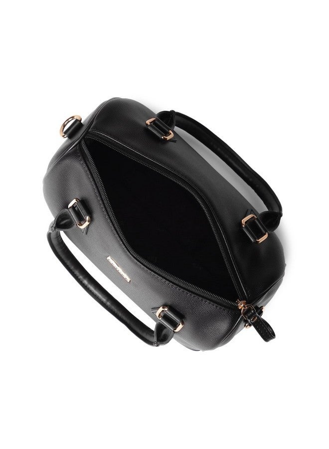 Fastrack Women Carryall Satchel with Top Handles and Adjustable Shoulder Strap - Stylish Barrel Bag with Secure Zip Closure for Everyday Use, Black - Image 5