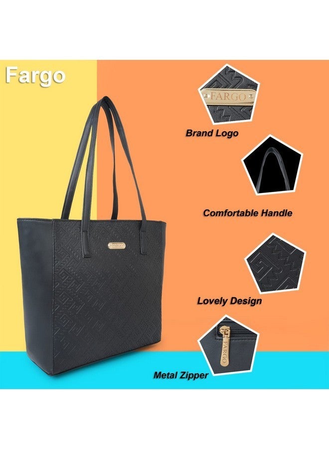 Fargo Stylish Women Tote Handbag - Trendy & Spacious Carryall for Everyday Use (616-627) (Black2) - Image 4