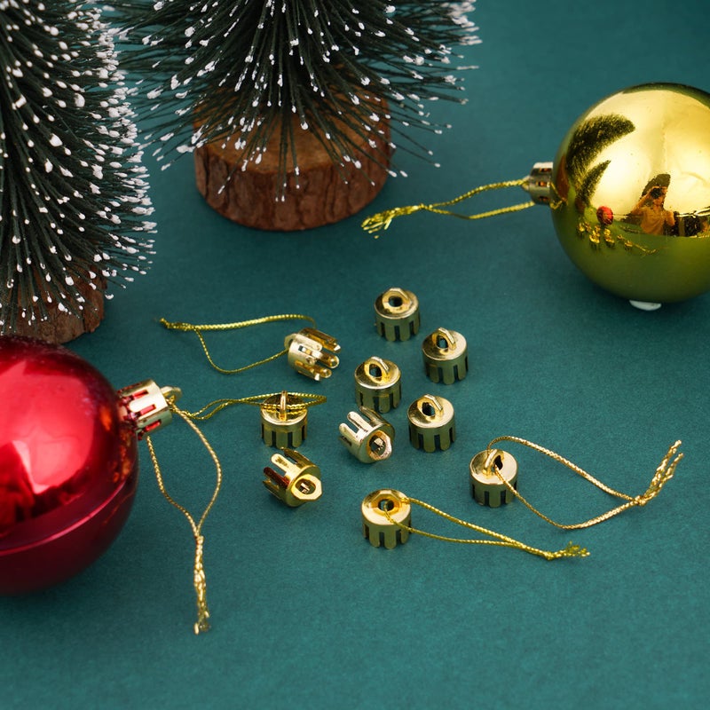 WBCBEC 120 Pieces 0.5 Inch Round Christmas Ornament Caps Replacement Plastic Christmas Ornament Hangers Caps for Christmas Tree Ceramic Glass Porcelain Christmas Ornaments DIY Decorations (Gold) - Image 4