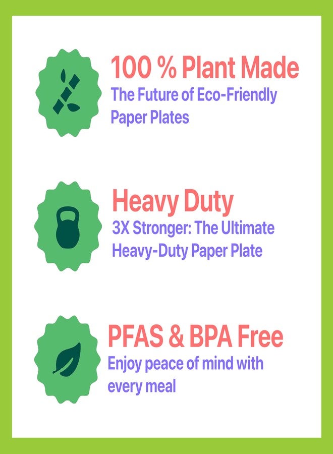 Pokanic Paper Plates White [9 inch] - [25 Pack] Heavy-Duty 3 x Stronger Soak-Proof Cut Resistant Microwave-Safe 100% Compostable Eco-Friendly Biodegradable Disposable (25 Pack, 9 Inch - White) - Image 2