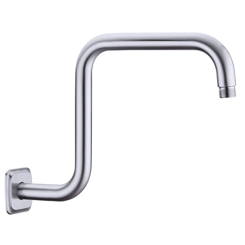 TRUSTMI Shower Arm with Flange S Shape 13 Inch High Rise Stainless Steel Fixed Shower Head Extension Pipe Arm Replacement Brushed Nickel