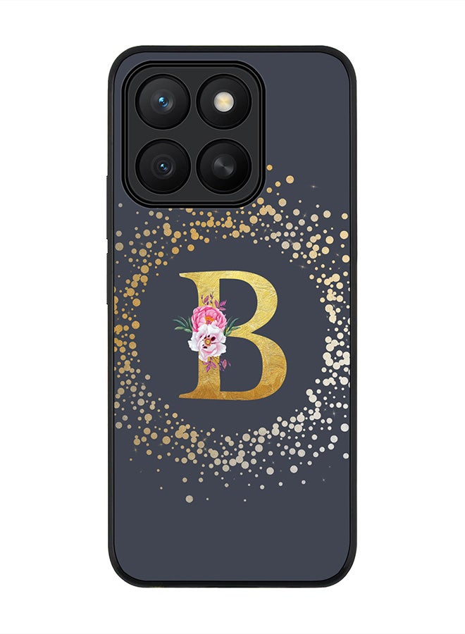 Stylizedd For Honor X8c Case,Slim fit Camera Protection, Shockproof Thin Phone cover  - Custom Monogram Floral - B  (Grey )