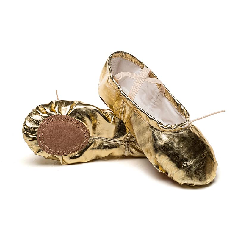 MSMAX Ballet Shoes for Girls Toddler Boys Split Sole Dance Slipper Gold Costume Shoes - Image 2