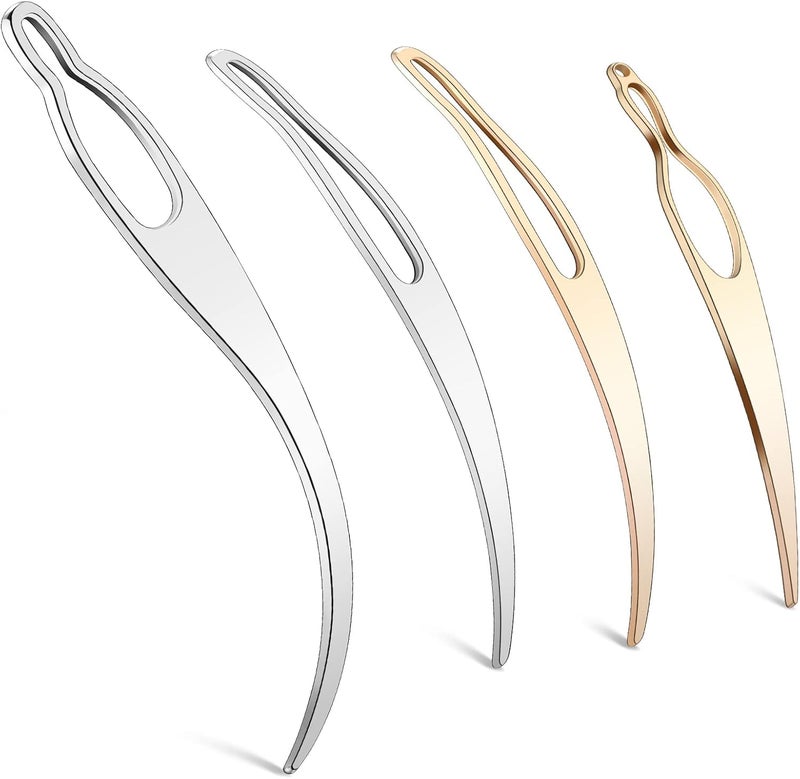 WILLBOND 4 Pieces Sisterlock Retighten Tool, Dreadlock Tool for Hair, Dreadlock Crochet Needle, Loc Needle for Dreads Silver Gold Dread Crochet Needle for Hair Extensions Styling Tools Loc Maintenance - Image 1
