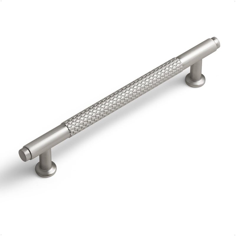 Sorwduerm 2 Pack 5 Inch(128Mm) Brushed Nickel Cabinet Handles Knurled Kitchen Cabinet Pulls Cupboard Kitchen Hardware Drawer Pulls Dresser Handles - Image 1