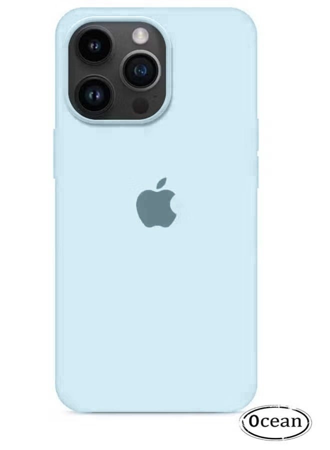 Ocean iPhone 14 Pro Max Mobile Case Cover, Soft Liquid Silicone Protection Anti-Scratch Shockproof Accessories Slim Protective Back Cover with Microfiber Lining, for iPhone 14 Pro Max (Baby Blue) - Image 1