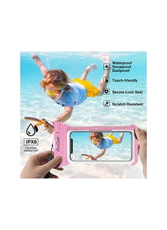Procases ProCase Universal Waterproof 7" Case Cellphone Dry Bag Pouch for iPhone 14 13 Pro Max Plus Mini 12 11 Pro Max Xs Max XR XS X 8 7 6S Plus SE, Galaxy S20 Ultra S10 S9 S8/Note 10 9-2 Pack,Pink/Black  - Image 2