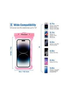 Procases ProCase Universal Waterproof 7" Case Cellphone Dry Bag Pouch for iPhone 14 13 Pro Max Plus Mini 12 11 Pro Max Xs Max XR XS X 8 7 6S Plus SE, Galaxy S20 Ultra S10 S9 S8/Note 10 9-2 Pack,Pink/Black  - Image 3