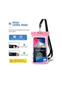 Procases ProCase Universal Waterproof 7" Case Cellphone Dry Bag Pouch for iPhone 14 13 Pro Max Plus Mini 12 11 Pro Max Xs Max XR XS X 8 7 6S Plus SE, Galaxy S20 Ultra S10 S9 S8/Note 10 9-2 Pack,Pink/Black  - Image 5