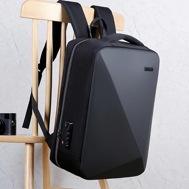 هايك حقيبة ظهر لاب توب Hike شبه صلبة مع قفل رقمي مدمج ومنفذ USB مقاومة للماء مقاس 17 بوصة، حقيبة يومية للجنسين للسفر والمكتب والأعمال، HK605 - Image 2
