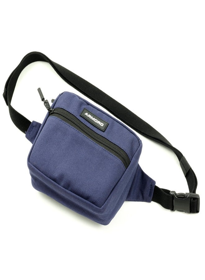 ARMORO Quick Fanny Waist Strap Pouch Sabic for Easy Carry - Water Repellant Rhinotuff® Canvas, Adjustable Straps, YKK® Zippers, Hands-Free Convenience for Travel, Compact and Stylish (Indigo) - Image 1
