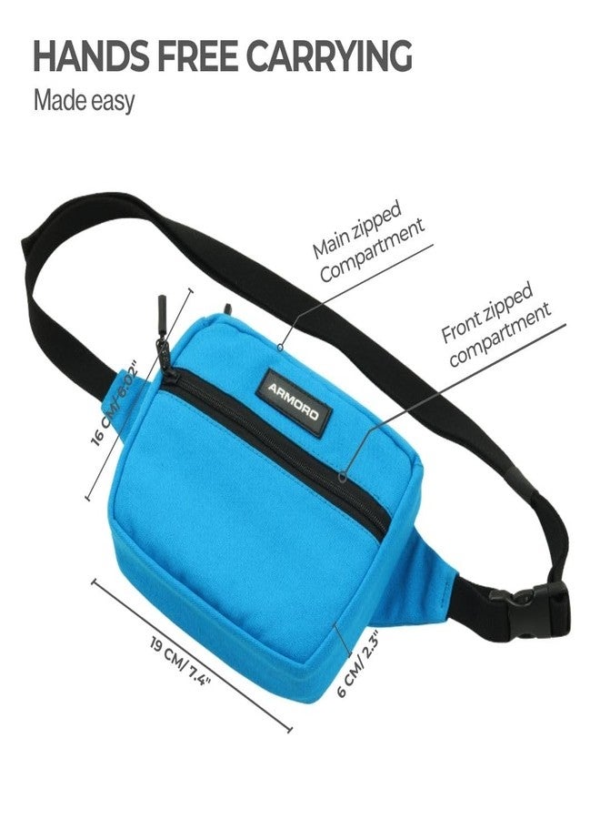 ARMORO Quick Fanny Waist Strap Pouch Sabic for Easy Carry - Water Repellant Rhinotuff® Canvas, Adjustable Straps, YKK® Zippers, Hands-Free Convenience for Travel, Compact and Stylish (Indigo) - Image 5