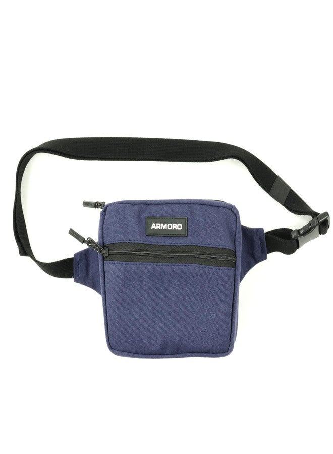 ARMORO Quick Fanny Waist Strap Pouch Sabic for Easy Carry - Water Repellant Rhinotuff® Canvas, Adjustable Straps, YKK® Zippers, Hands-Free Convenience for Travel, Compact and Stylish (Indigo) - Image 3