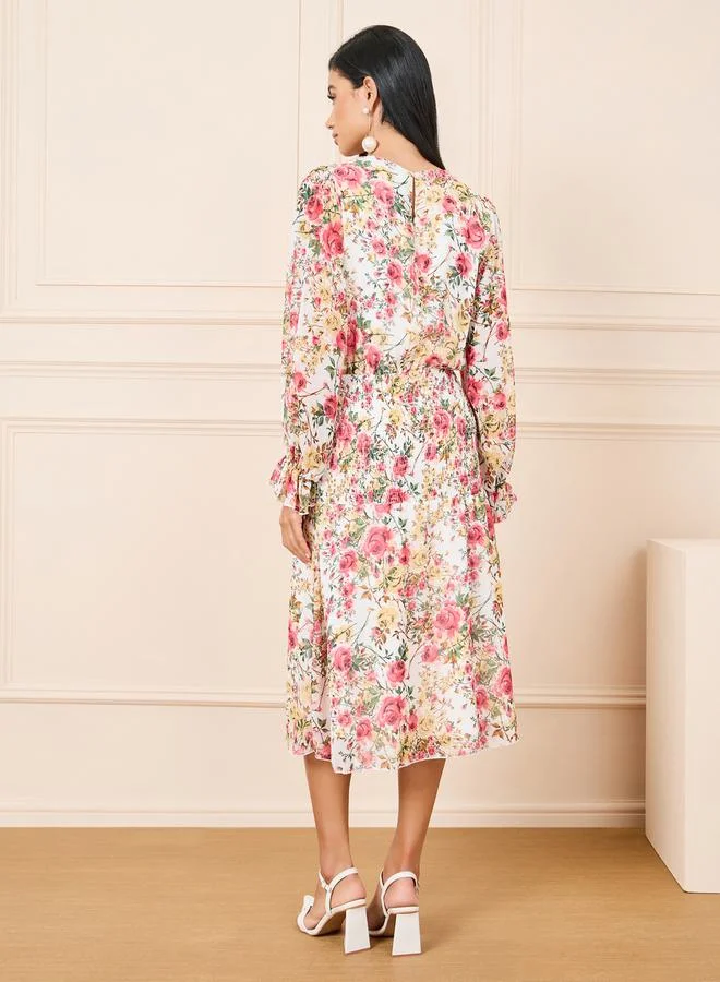 Styli Floral Chiffon Dress