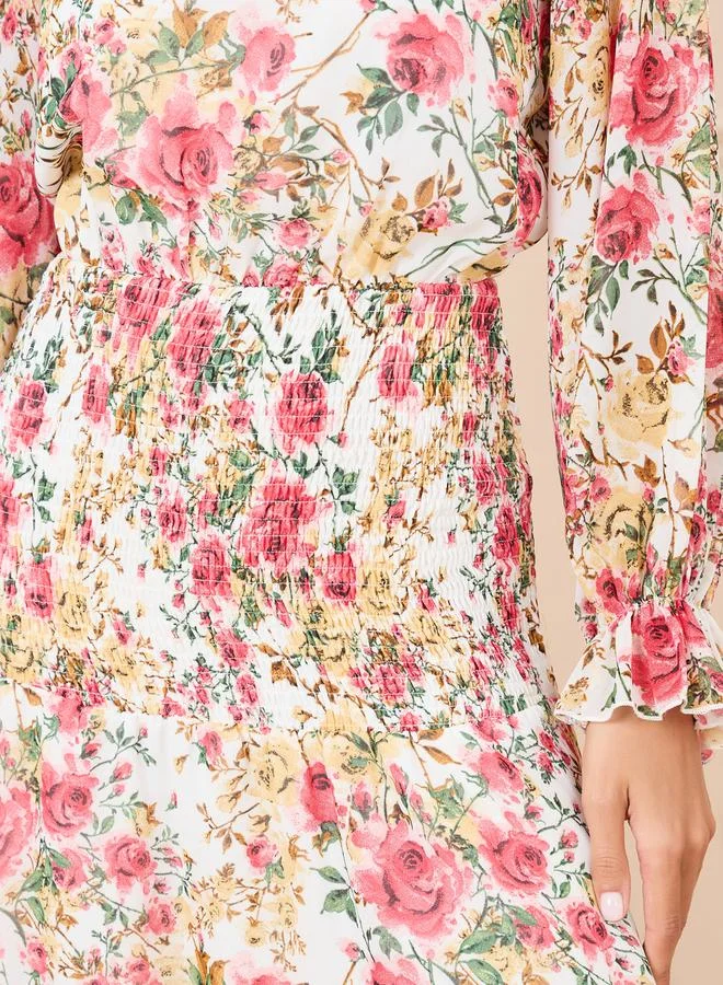 Styli Floral Chiffon Dress