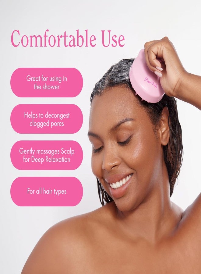 Rizos Curls فرشاة تدليك فروة الرأس من ريزوس كيرلز، لإزالة التراكمات، تحفيز فروة الرأس لدعم صحة الشعر ونموه، إزالة القشرة وتهدئة فروة الرأس، قبضة مريحة، وردي - Image 4