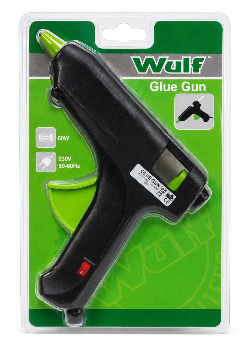 WULF 60W Glue Gun Professional Hot Melt Glue Gun with Fast Heating System, Ergonomic Trigger Handle and Precision Nozzle for Crafts, Repair, Decoration & DIY Projects 230V - Image 1