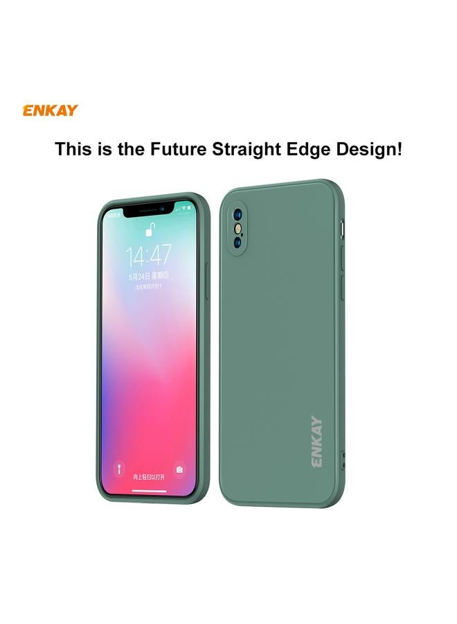 Green Tiger iPhone XS Max ENKAY ENK PC0722 Hat Prince Liquid Silicone Straight Edge Shockproof Protective Case Plus 0.26mm 9H 2.5D Full Glue Full Screen Tempered Glass Film Purple - Image 3