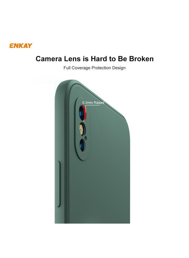 Green Tiger iPhone XS Max ENKAY ENK PC0722 Hat Prince Liquid Silicone Straight Edge Shockproof Protective Case Plus 0.26mm 9H 2.5D Full Glue Full Screen Tempered Glass Film Purple - Image 4