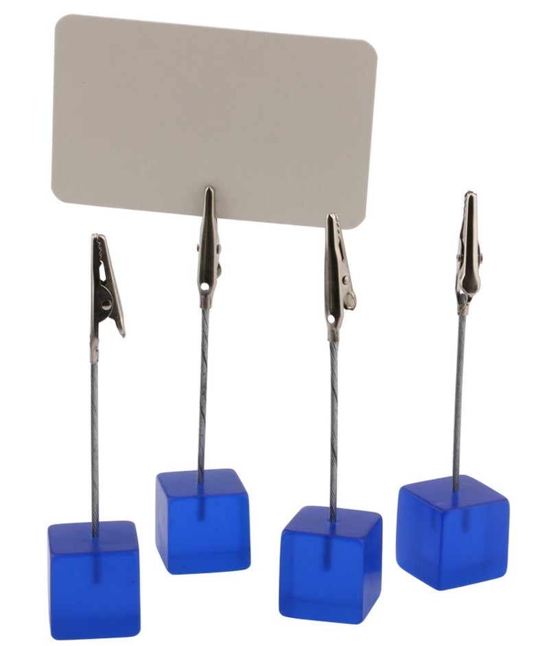 Xiaoyztan 10 Pcs Deep Blue Resin Cube Base Place Card Holder Alligator Clip Note Table Stand for Wedding Party or Meeting Displaying Alligator Clip Note Holder - Image 3