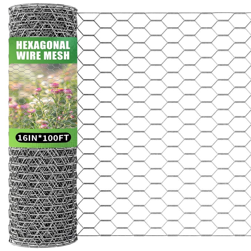 Chicken Wire 16in x 100ftChicken Wire Fencing for Floral ArrangementsChicken Wire Mesh Hexagonal Galvanized Mesh Poultry Wire Netting for CraftingGarden ProtectionFruitsRabbit Fencing