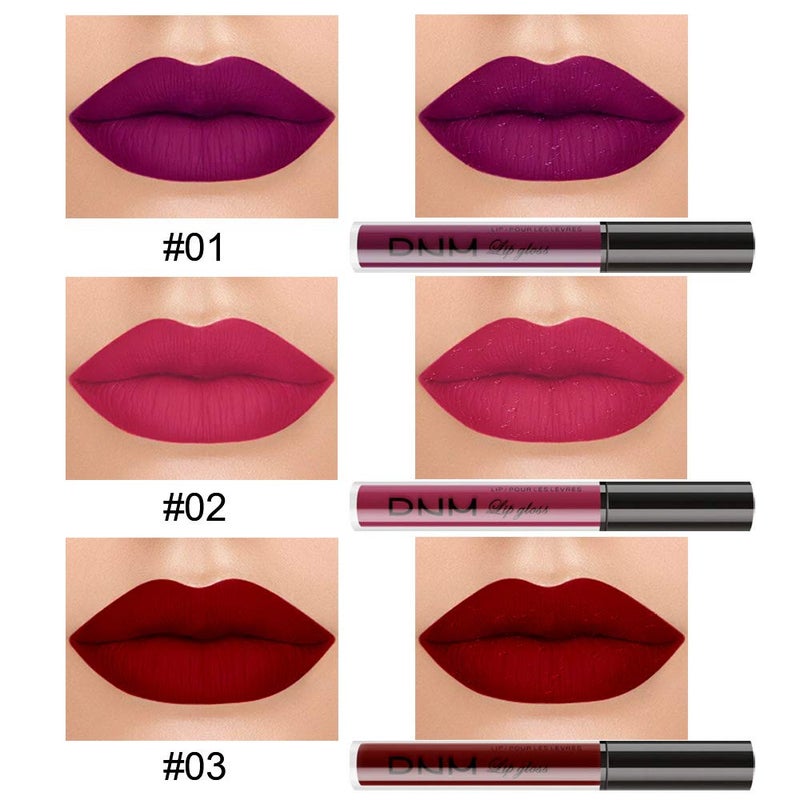 DNM 3Pcs Dark Red Purple Matte Liquid Lipstick Sets, Matte Lipstick Lip Stain Long Lasting 24 Waterproof Lip Gloss Gift Set Matt Lipsticks Set for Women Lippies (Set01) - Image 2